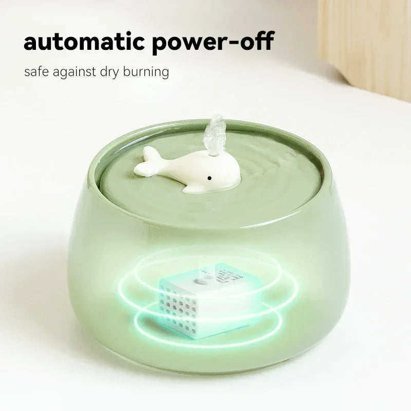 Fontaine à Eau en Céramique pour Chat — 1.3L, Filtration Automatique & USB