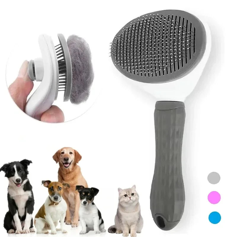 Brosse Auto-Nettoyante pour Chat & Chien — Démêlage, Massage & Poils Morts