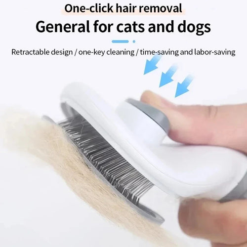 Brosse Auto-Nettoyante pour Chat & Chien — Démêlage, Massage & Poils Morts
