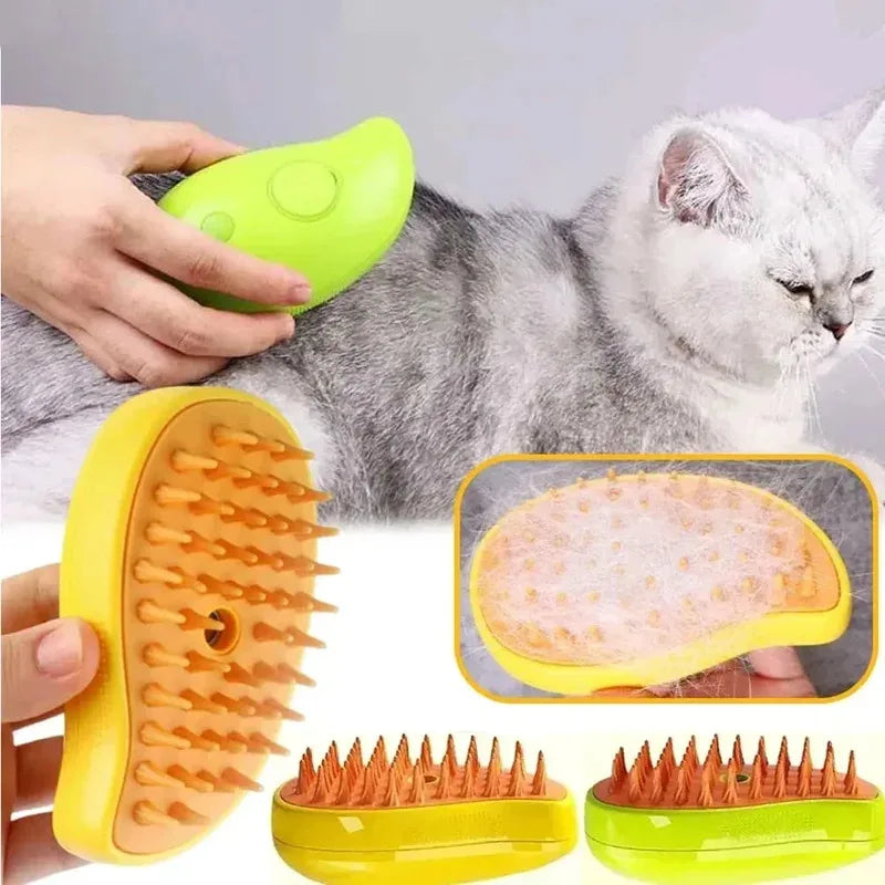 Brosse Vapeur 3-en-1 pour Chat — Toilettage, Massage & Démêlage